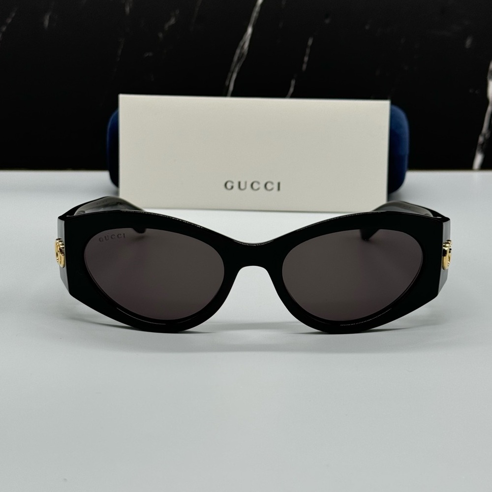 NEW GG1401S 001 GUCCI BLACK GRAY OVAL WOMEN GUCCI SUNGLASSES - Picture 3 of 15